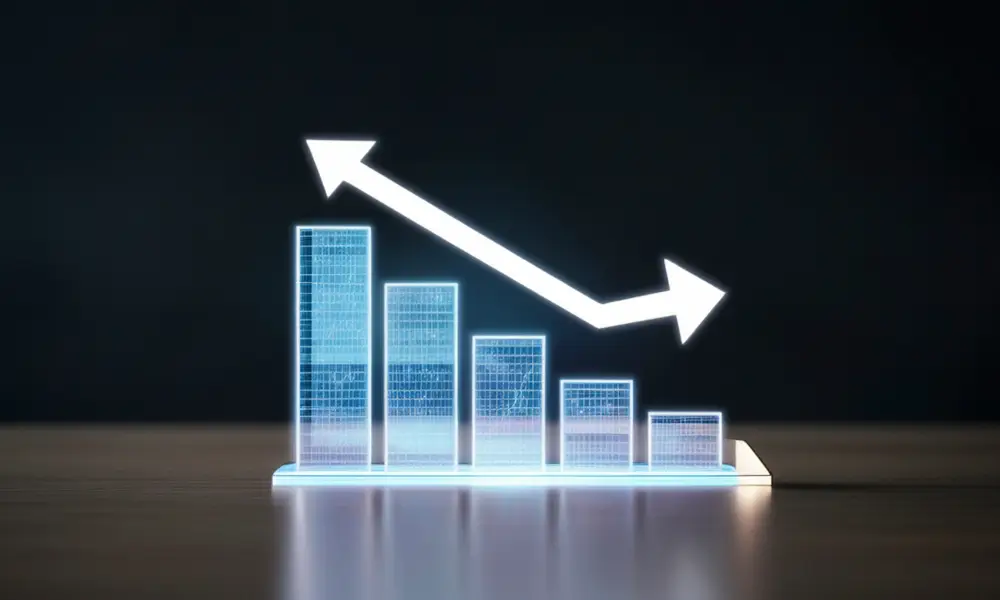 Gráfico mostrando a estratégia do desafio 52 semanas invertido começando com valores maiores.